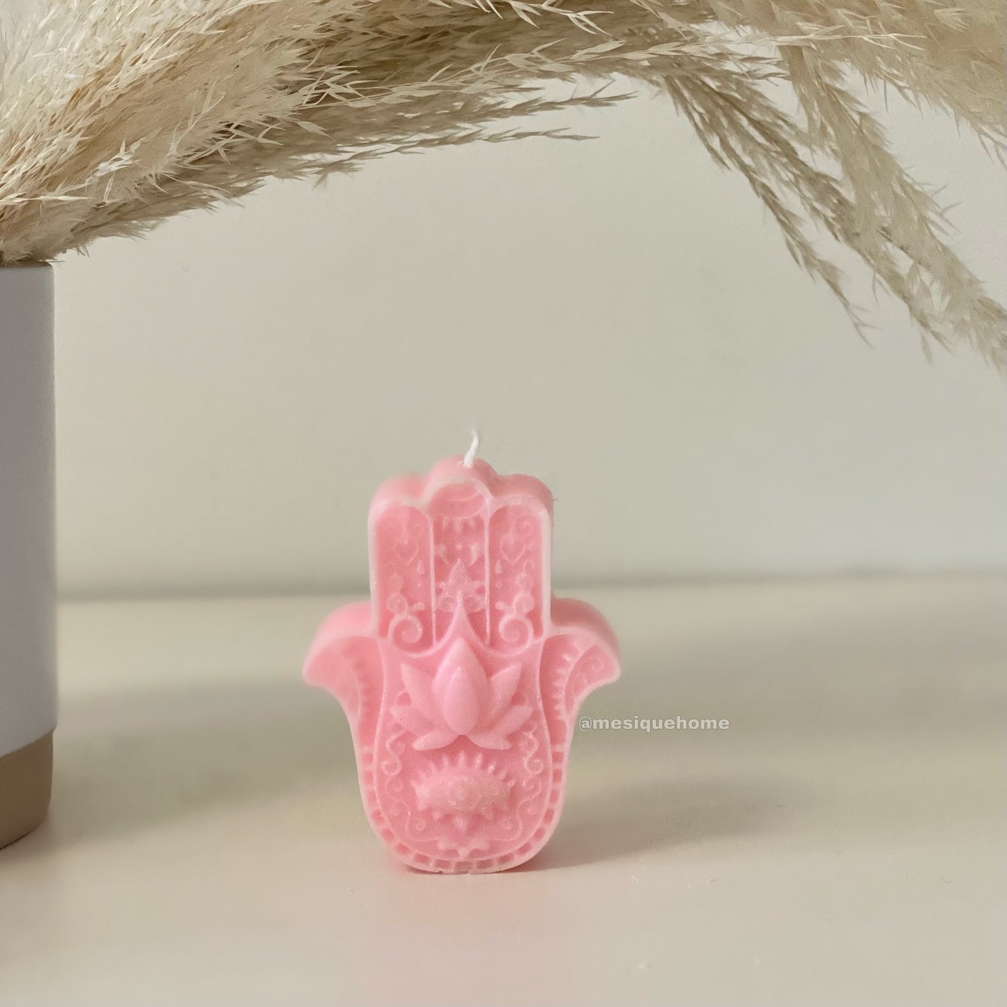Hand of Fatima Candle Pink