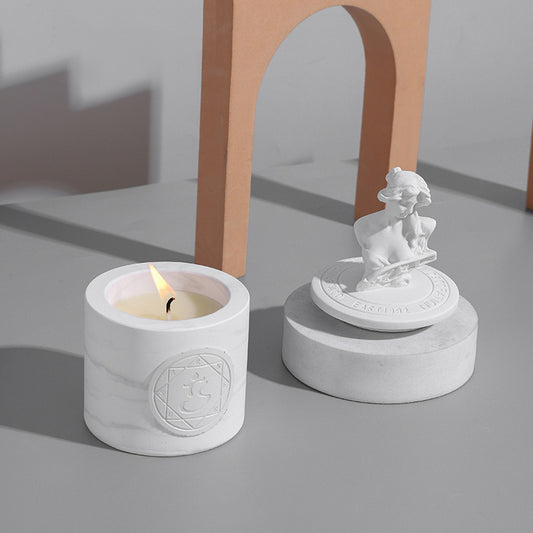 Container Candle with Statue Lid